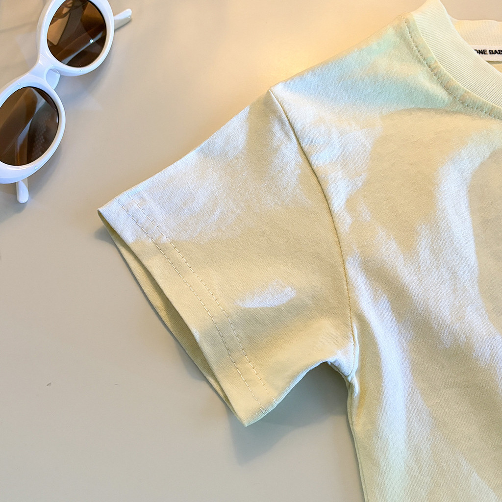 [100% Cotton] Áo thun ngắn tay Cotton nguyên chất mùa hè dành cho trẻ em Phiên bản Hàn Quốc Áo thun Cotton thời trang phù hợp cho bé trai bé gái thông thường 73.-140 Size WVJR