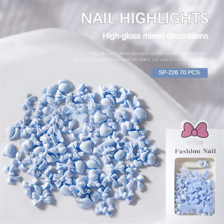 70PCS/1Túi Trang Trí Móng Tay Nơ Băng Cao Cấp Màu Kẹo Đơn Giản Nơ Nhựa Charm Trang Trí Móng Tay Dụng Cụ Làm Móng Cho Cửa Hàng Làm Móng