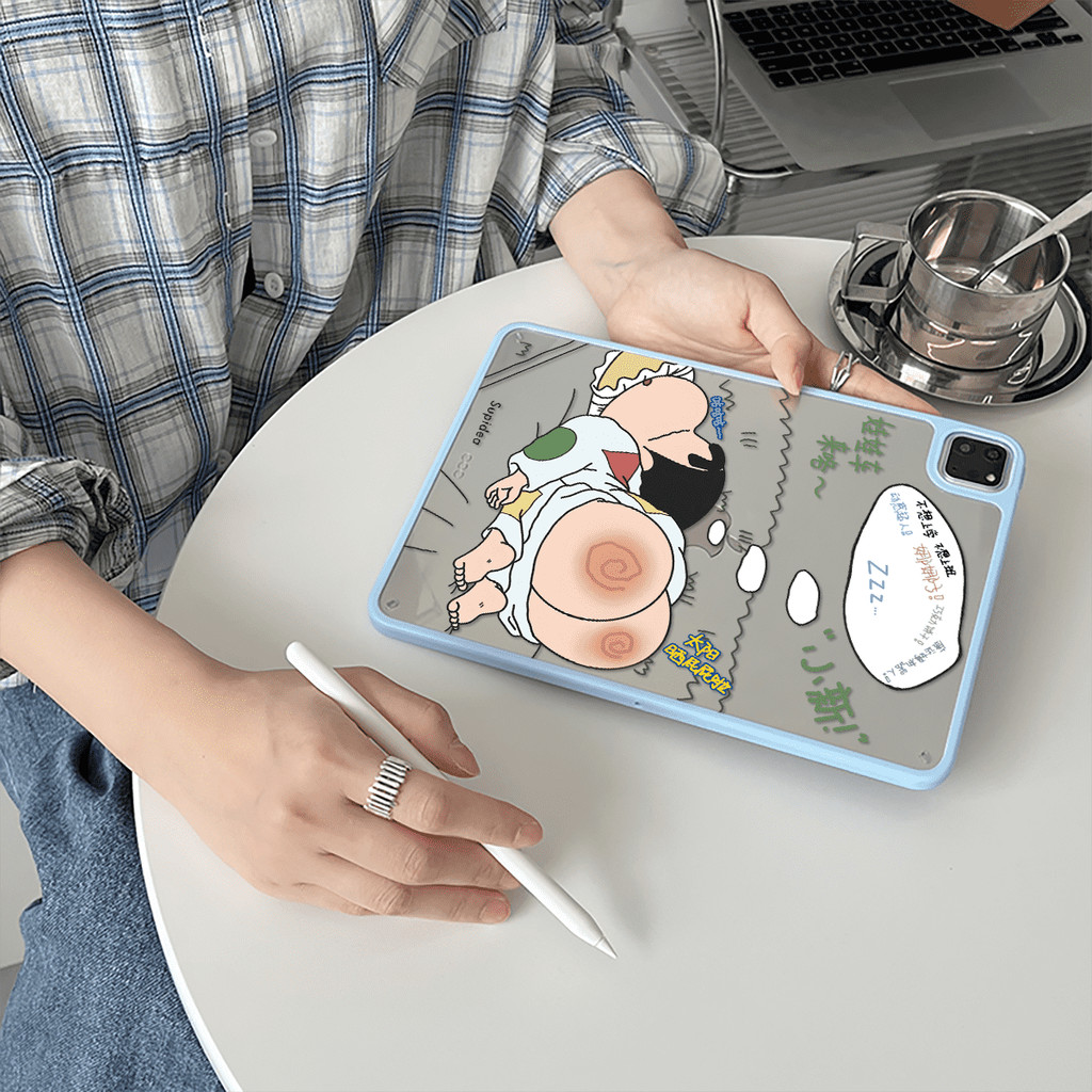 Vỏ Acrylic Cứng Tuya Hoạt Hình Shin-chan Dành Cho Mini6 Mini7 A17Pro IPad 5 6 7 8 9 10 11 A16 Air 2 3 4 5 6 Air 11 M2 Pro10.5 10.2 "Pro11 2018 2020 2021 2022 M4 Pro13 2024 2025