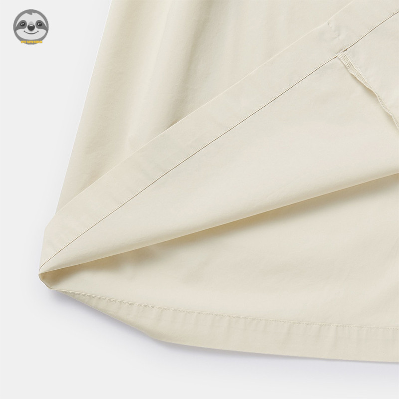 Phong cách Nhật Bản Phong cách Muji / Váy xếp ly dây rút siêu nhỏ dệt màu trơn / Váy dài vừa vặn phong cách mỏng hơn