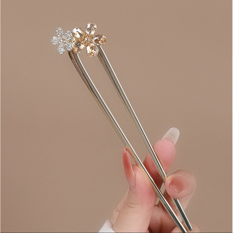 Cao Cấp Kẹp Tóc nữ hình hoa chữ U kim cương giả đầu lưng tấm tóc chèn lược mũ đội đầu bóng đơn giản