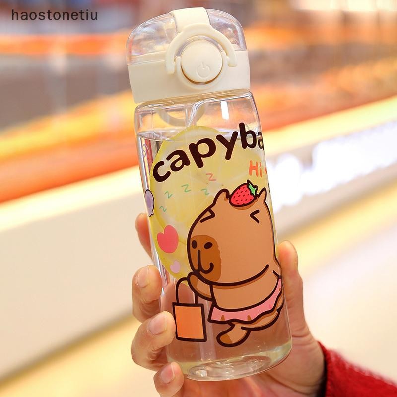 HA Capybara Hoạt Hình 400ml Di Động Dung Tích Lớn Bình Nước Thể Thao Thể Dục Ống Hút Ly Sinh Viên Nhựa Nước n