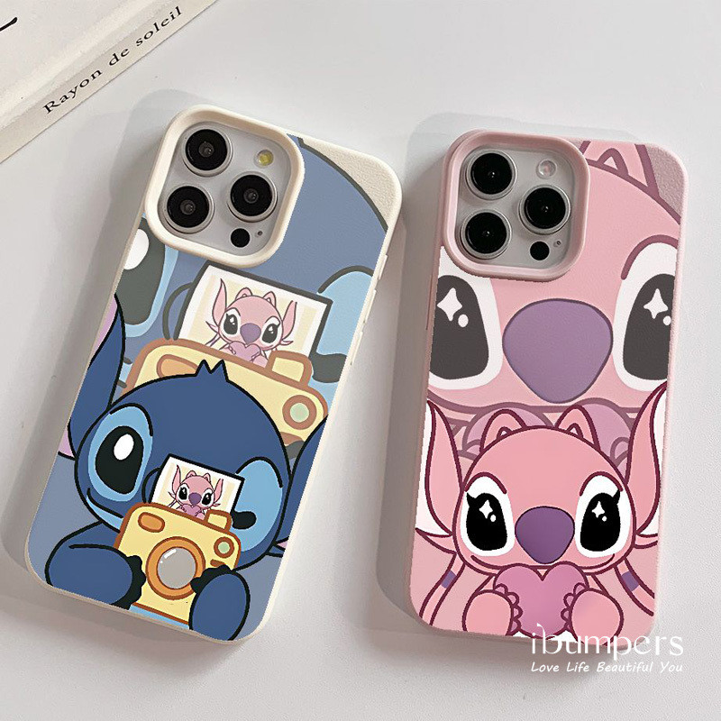 ibumpers Ốp Điện Thoại iPhone Dễ Thương Stitch Thiên Thần Cặp Đôi Họa Tiết Cho IPhone 16 15 14 12 13 11 Pro Max IP 7 8 Plus X XS XR Ốp Lưng Mỏng Silicon Mềm Da Họa Tiết