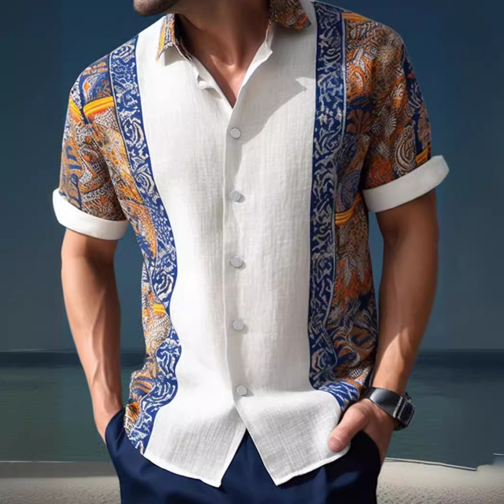 Áo Sơ Mi Nam Mùa Hè 2025 Hoa Kỳ Đại Bàng Độc Lập Ngày 3D In Hình Thời Trang Hawaii Tay Ngắn Rời Đa Năng Hàng Đầu