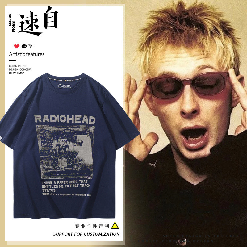 Radiohead Ban Nhạc Hàng Hóa Tay Ngắn Nam Nữ 2024 Phong Cách Mới Mùa Hè Phù Hợp Với Áo Thun Thời Trang