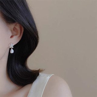 Hàn Quốc Giọt Nước Pha Lê Bông Tai Sang Trọng Niche Ánh Sáng Cao Cấp Thiết Kế Bông Tai
