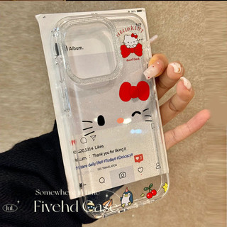 Ins Hàn Quốc Nhật Bản Hoạt Hình Dễ Thương Kitty Mặt Nơ Lấp Lánh Bling Vỏ Cho iPhone 11 16 16E 15 14 13 12 Pro Xs Max XR X 7 8 Plus SE Vỏ Điện Thoại TPU Mềm Vỏ Bảo Vệ HD Clear Cover