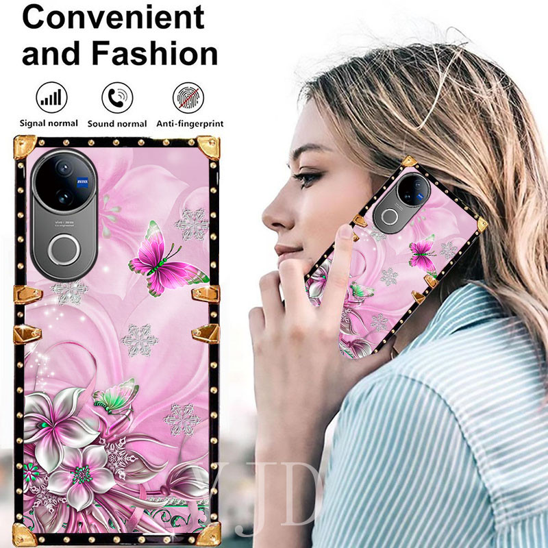 Ốp YJD Cho Vivo V50 Ánh Sáng Phong Cách Sang Trọng Dây Tay Cạnh Thẳng Chống Rơi Vỏ Điện Thoại