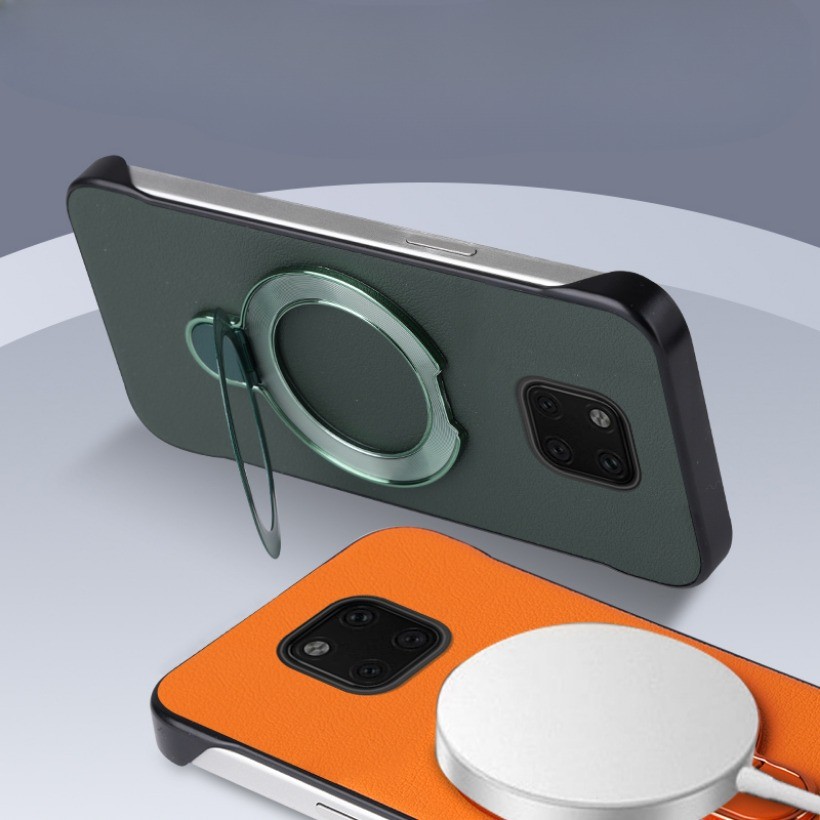 Ốp điện thoại không khung da dành cho doanh nhân có giá đỡ từ tính gấp cho Huawei Mate 20 Pro Vỏ sạc không dây Ultra
