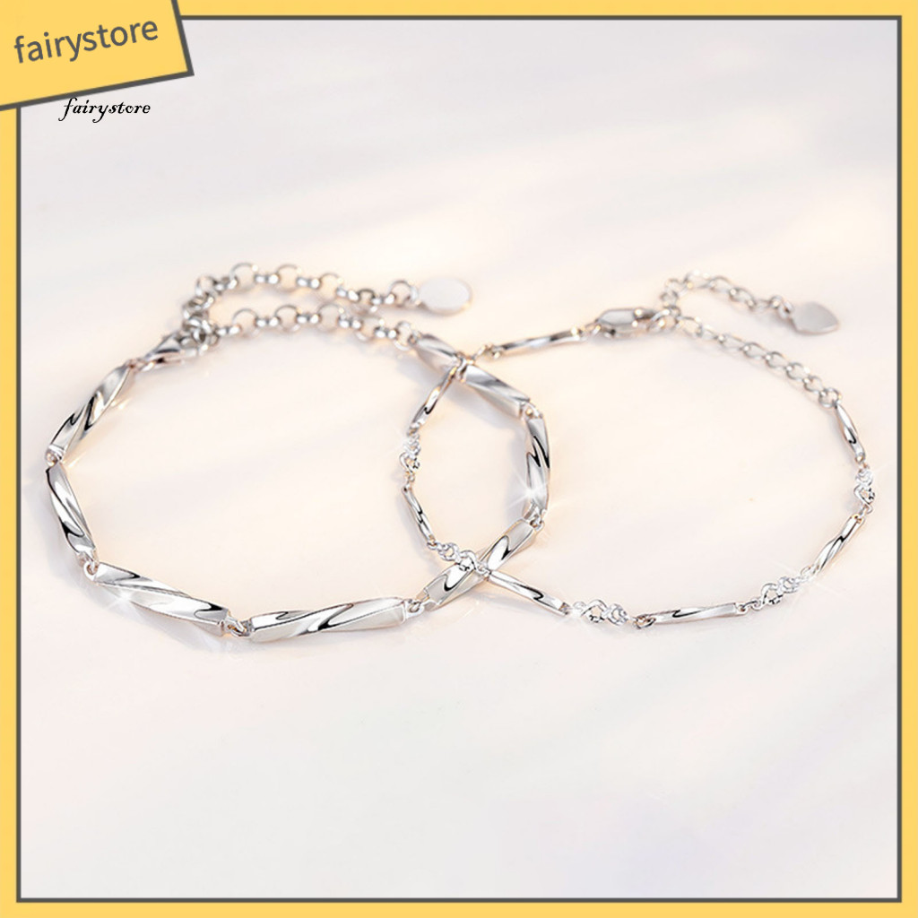 Fairystore| Tình Yêu Cặp Đôi Vòng Tay Đồng Đơn Giản Vòng Tay Cặp Đôi Có Thể Điều Chỉnh Chiều Dài Nhẹ Quà Tặng Tình Yêu Unisex Cổ Tay Trang Sức Đông Nam Á Người Mua Yêu Thích