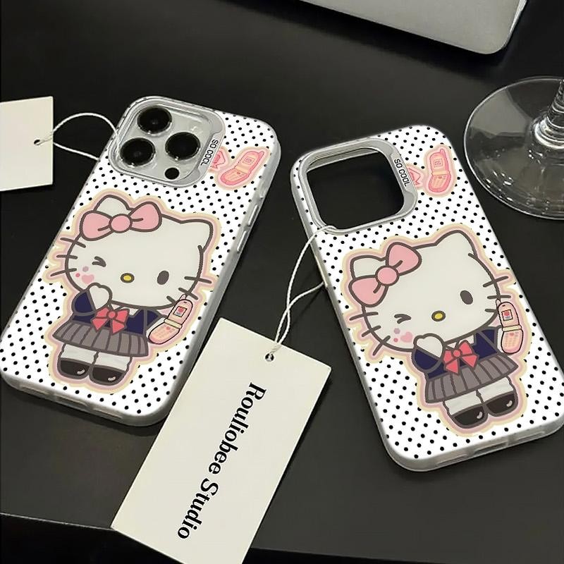 Ốp lưng iPhone hình Hello Kitty đồng phục học sinh công nghệ IMD chống trầy | Tương thích iPhone 16/15/14/13/12/11 Pro M