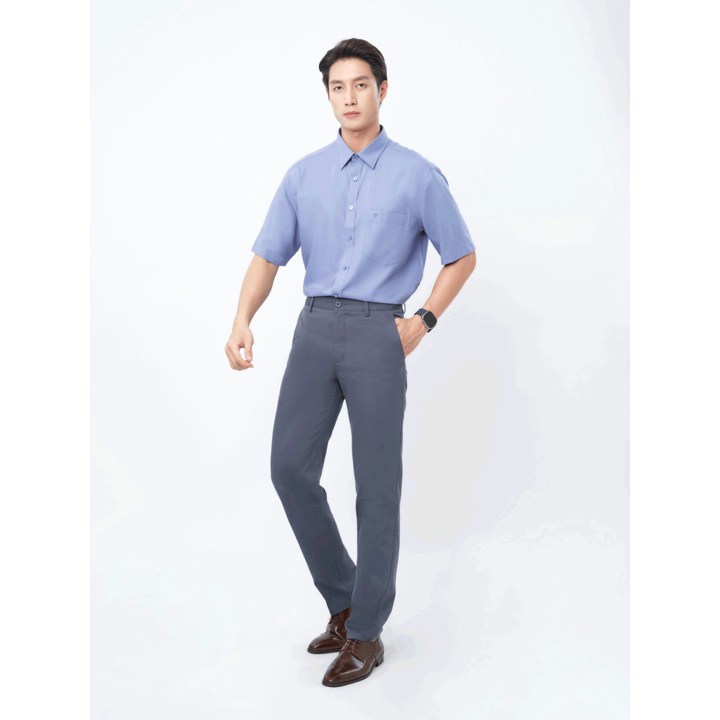 Sơ mi tay ngắn vạt tròn VIETTIEN vải sợi Hoa hồng form REGULAR VT00000366