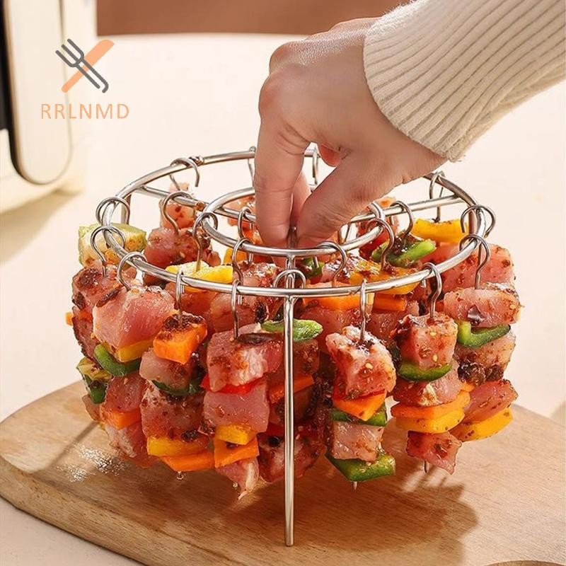 RRLNMD Thép Không Gỉ Dọc Giá Nướng Nồi Chiên Không Khí Nướng Giá Đỡ Nướng Xiên Nướng Thịt Dụng Cụ Lò Nướng Bếp Nồi Chiên Không Khí Phụ Kiện MỚI