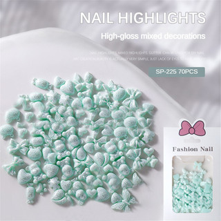 70PCS/1Túi Trang Trí Móng Tay Nơ Băng Cao Cấp Màu Kẹo Đơn Giản Nơ Nhựa Charm Trang Trí Móng Tay Dụng Cụ Làm Móng Cho Cửa Hàng Làm Móng