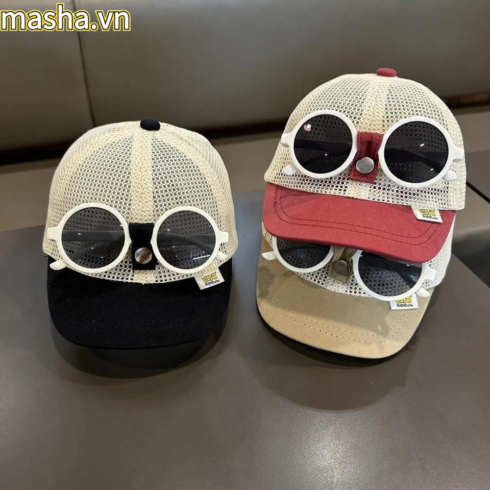 Mũ chống nắng cho trẻ sơ sinh, có kính râm có thể tháo rời Mũ bóng chày thoáng khí cho bé, Lưới chống nắng có thể điều chỉnh cho trẻ mới biết đi Mũ bé trai bé gái