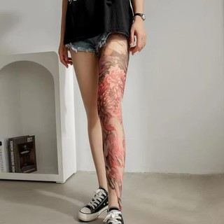 Quần tất và legging MODOMINO lưới thời trang, họa tiết hình xăm giả và mẫu đơn, phù hợp mùa hè