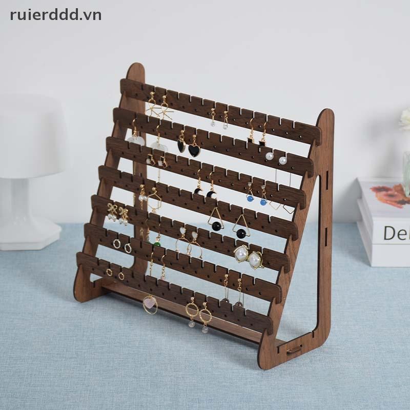 # ruierdd # Giá đỡ bông tai bằng gỗ nhiều lớp Giá đỡ đồ trang sức dung lượng cao Giá trưng bày cho gia đình Phòng khách Phòng ngủ Máy tính để bàn.