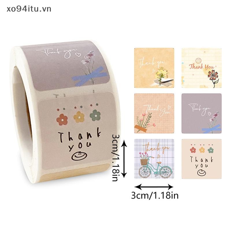 XOITU 300 Cái / Cuộn Hoạt Hình Dễ Thương Hoa Cảm Ơn Bạn Dán Ngày Lễ / Sinh Nhật / Tiệc Cưới Quà Tặng Trang Trí Con Dấu Miếng Dán Phong Bì Nướng Bánh Nhãn VN
