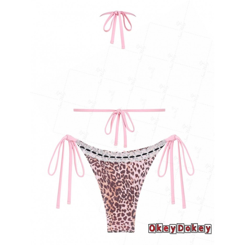 OKDK-Bộ Bikini 2 chiếc dành cho nữ. Áo ngực in hình lá kèm quần đùi - Đồ bơisummerwear cho kỳ nghỉ