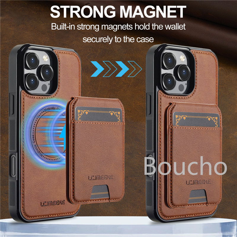 Ốp Điện Thoại Cho Iphone 16E 11 12 13 14 15 16 Pro Max 15 16 Plus Da Chia Khe Cắm Thẻ Từ