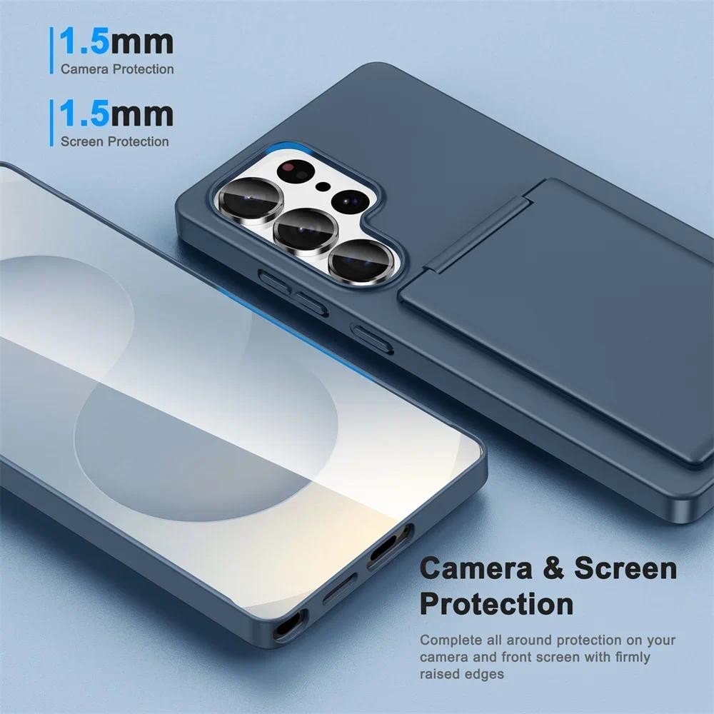 Ví có giá đỡ thẻ Vỏ điện thoại cho Samsung S25 Edge S25Ultra S24 Ultra S23 Plus Vỏ bảo vệ chống sốc