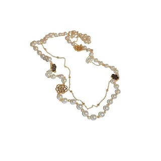 Dây chuyền ngọc trai hoa hồng rỗng sang trọng nhẹ, dài, cao cấp, thiết kế thời trang, phong cách Chanel, phụ kiện thanh lịch 6.17 GLRQ