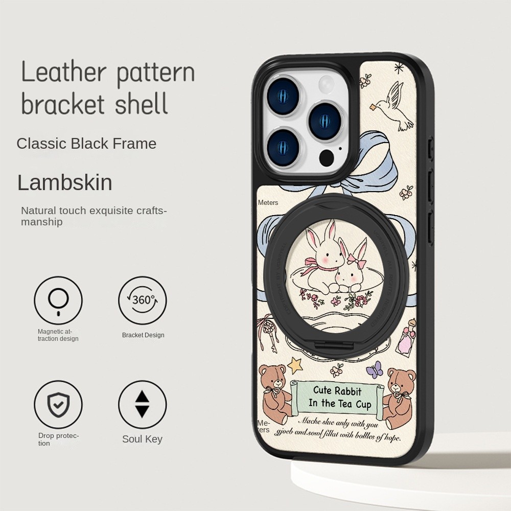 Ốp bảo vệ gấu thỏ toàn diện cho IPhone 16 Promax 15 Pro chống sốc 13 / 14