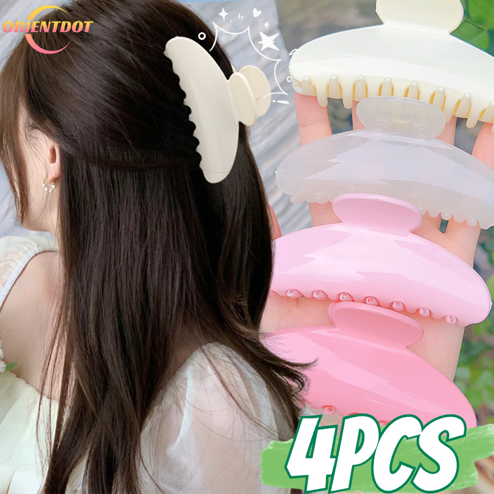 Kẹp Cá Mập Size Lớn Màu Trơn Thanh Lịch - Phụ Kiên Tóc Phong Cách INS Hình Bán Nguyệt Tóc Móng Vuốt 2025