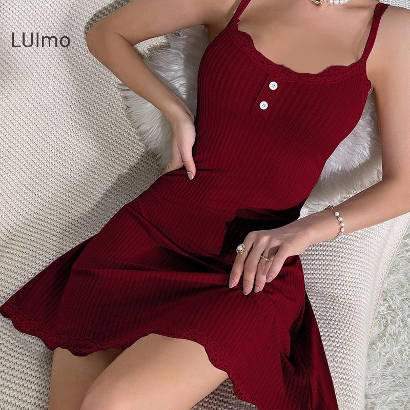 LUImo Áo hai dây ren thời trang mới dành cho nữ có nơ trang trí váy SBS