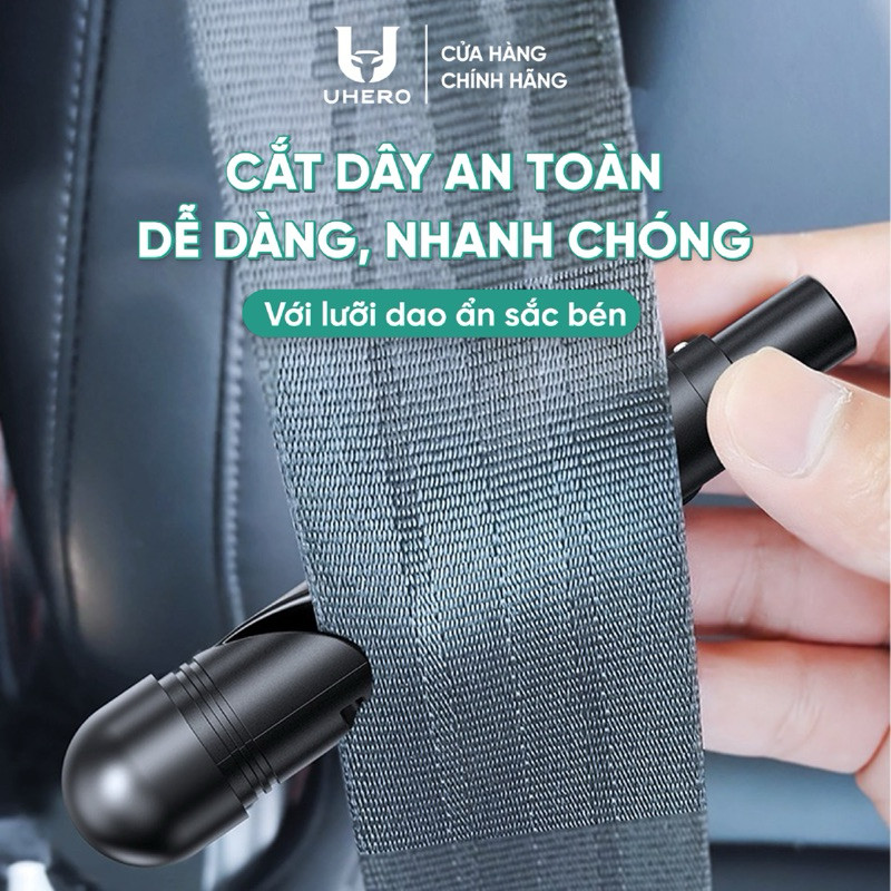 Búa thoát hiểm ô tô 4in1 UHERO kèm bảng số điện thoại ô tô phụ kiện an toàn Bảo Hành 12 Tháng