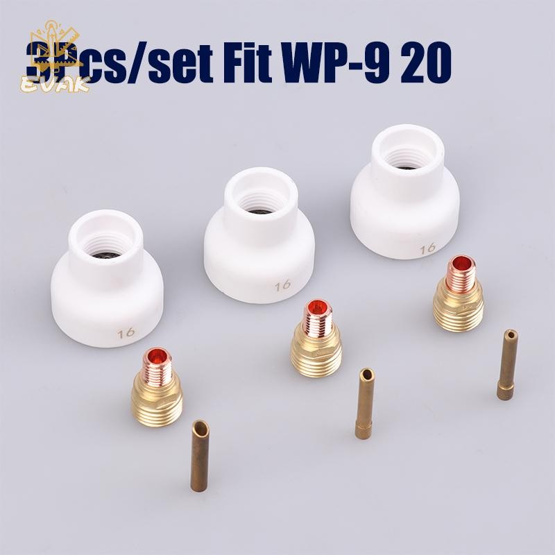 Alittlesetrtu 3 Cái Hàn TIG #16 1.6 / 2.4 / 3.2MM Đầu Phun Gốm Trắng Alumina Cốc Bộ Đèn Pin WP9 20 25 Stubby Collets Thân Khí Bộ Ống Kính VN