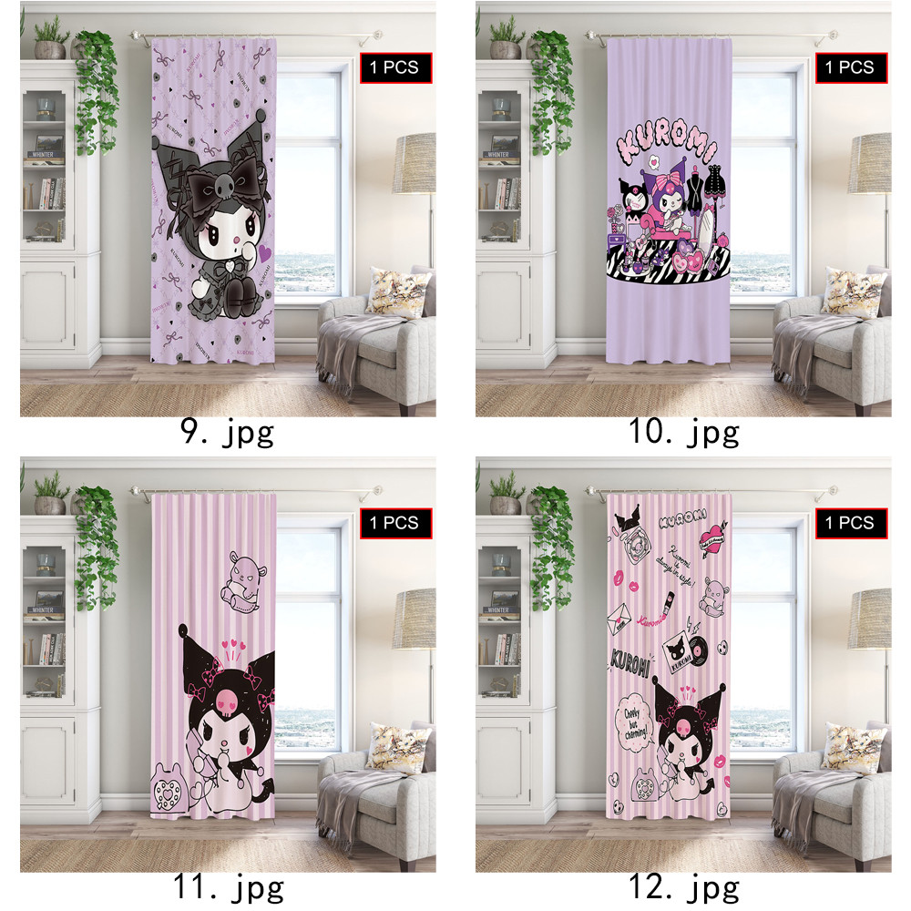 Rèm Sanrio Kuromi, Thích Hợp Cho Phòng Khách, Phòng Ngủ, Máy Có Thể Giặt Màn Polyester 1PC