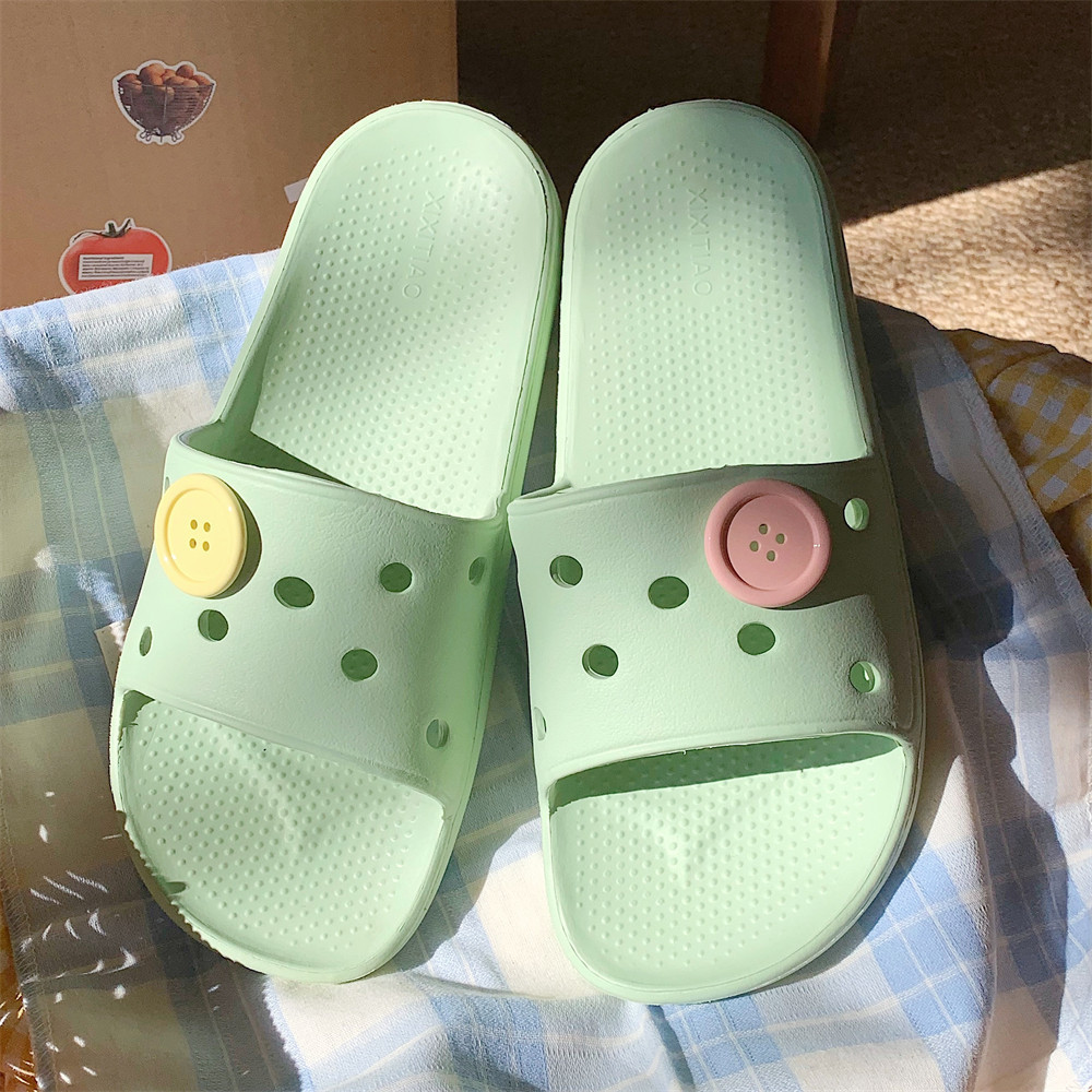 XIXITIAO Dép Sandal Trong Nhà Dép Nữ Sinh Thoải Mái Mùa Xuân Mùa Hè Nút Dép