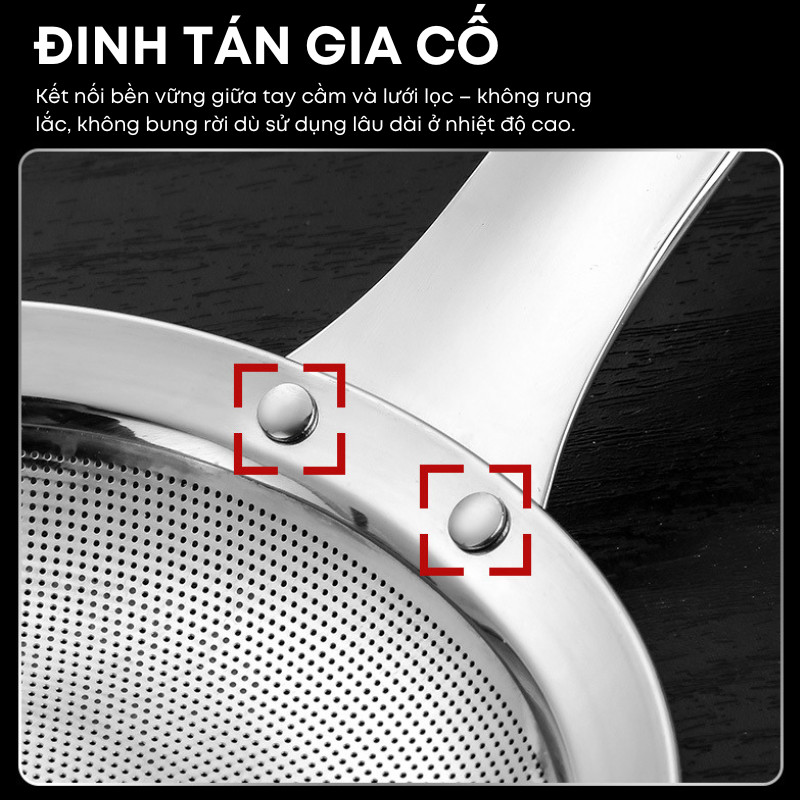 Muôi Vớt Bọt, Lọc Cặn Inox 304 KOOBEE Cực Dày Dặn – Lưới Siêu Mịn 6000 Lỗ – 3 Kích Thước Tiện Dụng | 289