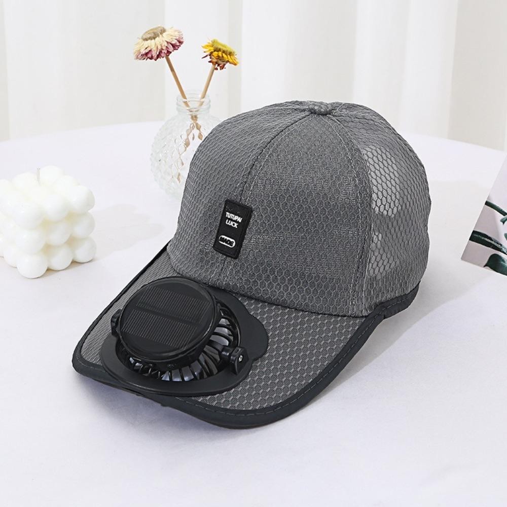 Mũ bóng chày HOBBYIN, Mũ quạt làm mát thoáng khí sạc USB, Mũ che nắng toàn lưới nhanh khô thời trang ngoài trời