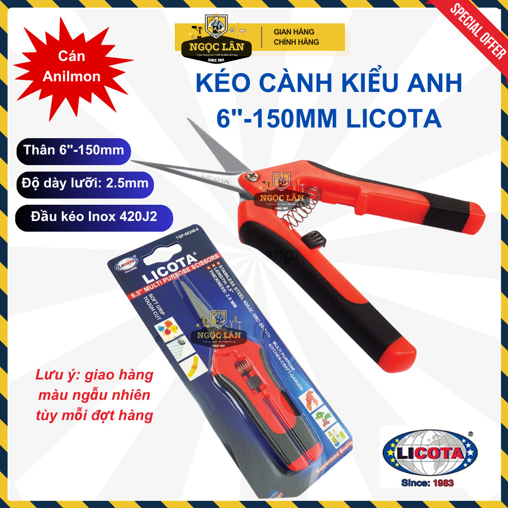 [Chính hãng] Kéo cắt cành Licota 6.5" 150mm kiểu Anh hàng Đài Loan cao cấp (giao màu ngẫu nhiên)
