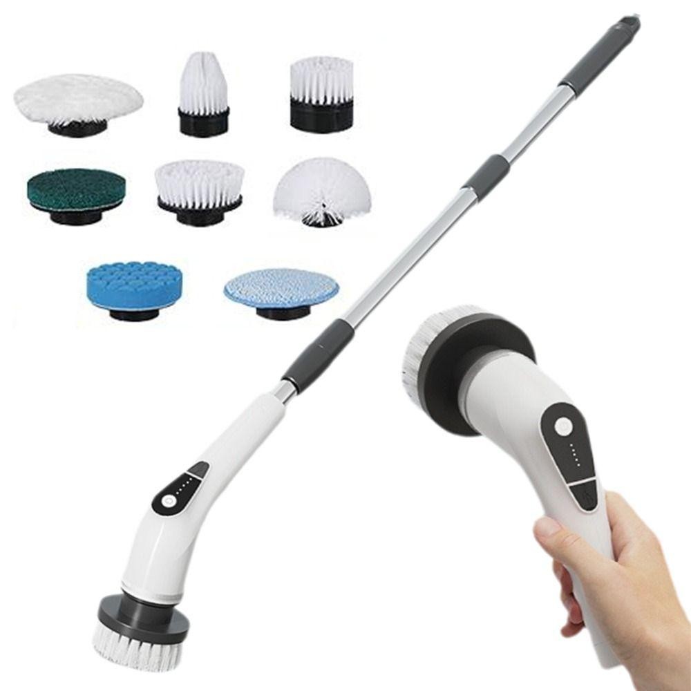 Máy chà sàn quay điện YMIFI, Đầu bàn chải có thể thay thế Tay cầm mở rộng có thể điều chỉnh Bàn chải làm sạch không dây, Bàn chải làm sạch vòi hoa sen 9 trong 1 chống nước 5 tốc độ hữu ích Làm sạch tường