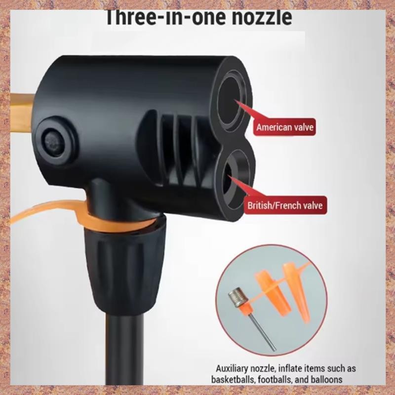 Máy bơm xe đạp đa chức năng có đồng hồ đo Máy bơm hơi áp suất cao 160PSI cho xe đạp và ô tô Bao gồm vòi phun 3 trong 1 (R F C V)