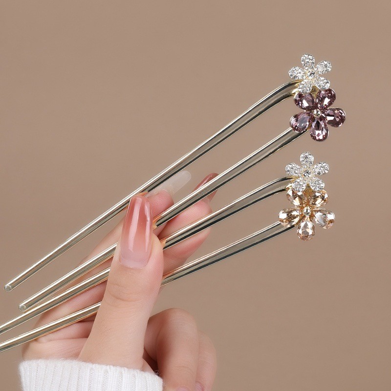 Cao Cấp Kẹp Tóc nữ hình hoa chữ U kim cương giả đầu lưng tấm tóc chèn lược mũ đội đầu bóng đơn giản