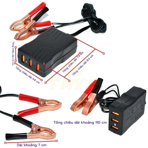 TAYO Bộ sạc điện thoại di động ắc quy xe máy 12V 24V, xe tải thủy tới 5vUSB sạc nhanh cần thiết khi mất điện