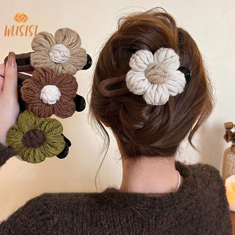 [WUSISI] Kẹp tóc hoa sang trọng cỡ lớn cổ điển cho bé gái Tóc đuôi ngựa thanh lịch Vuốt tóc mỏ vịt Kẹp mũ đội đầu bé gái Quà tặng MỚI