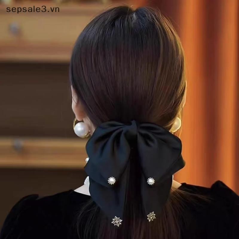 # sepsale # New Polka Dot Bowknot Women 's 2025 Mới Cao Cấp Cảm Giác Sash Lưng Của Đuôi Ngựa Kẹp Phụ Kiện Tóc.