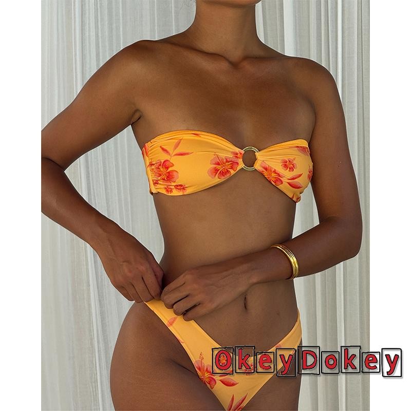 OKDK-Bộ Bikini 2 Piece Cho Nữ. Áo Ngực Và Quần Đùi Hoa Đồ Tắm Đi Biển Mùa Hè