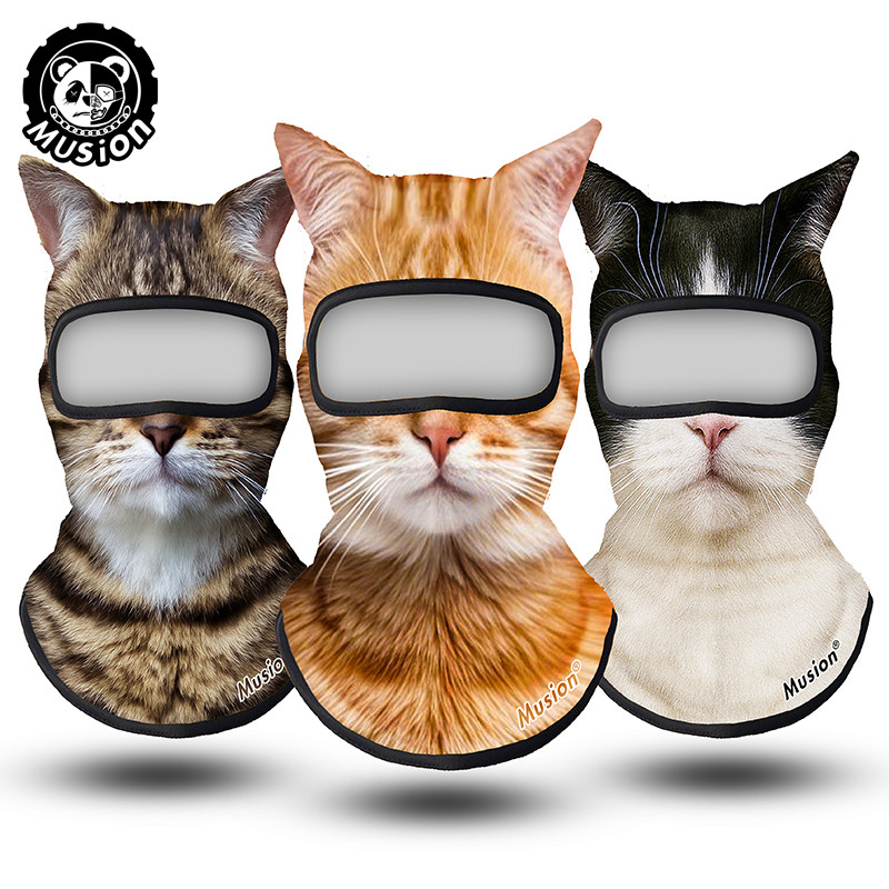 Musion 3D Cat Balaclava Mặt nạ có tai - Mặt nạ trượt tuyết động vật cho đi bộ đường dài ngoài trời và lễ hội âm nhạc