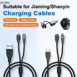 Cáp sạc đồng hồ QIUWU 2 trong 1 USB Type C cho Fenix X6 / Forerunner / Bản năng 2 dây cho Shokz OpenRun Pro.