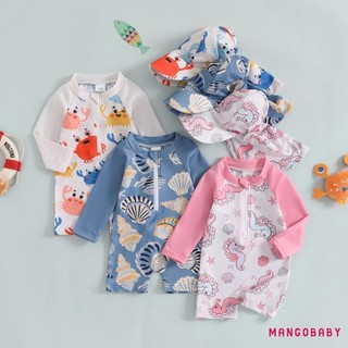 MG-Toddler Bé Trai Bé Gái Rash Guard Đồ Bơi Có Mũ 2 Chiếc Set Zip Up Đồ Bơi Cho Bé