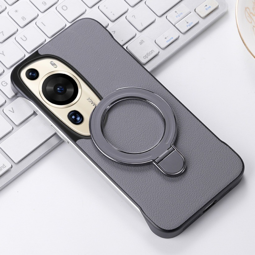 Ốp lưng không khung da dành cho doanh nhân có giá đỡ từ tính gấp cho Huawei P60 Art Ultra Wireless Charge Cover