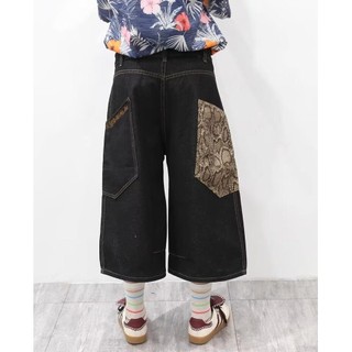 GKSSS Quần short denim nam thương hiệu thời trang Mỹ dáng rộng giản dị chất lượng cao phong cách trung tính thiết kế họa tiết trăn