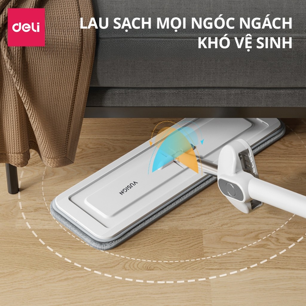 Cây lau nhà phun sương tự vắt tiện lợi DELIxVusign Vắt khô nhanh, Xoay 360 độ làm sạch mọi ngóc ngách
