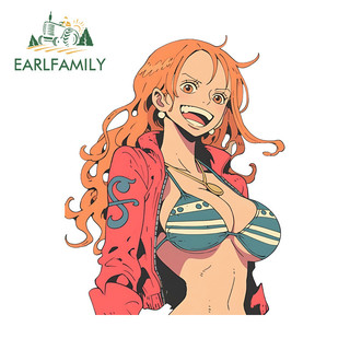 EARLFAMILY One Piece Nami Nhãn Dán Xe Đẩy Sáng Tạo Tủ Lạnh Laptop Campervan 3D Decal Ngộ nghĩnh Thời Trang Chống Thấm Nước Phụ Kiện Xe Hơi Graffiti